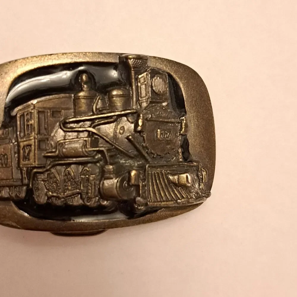 Vintage MM Limited Chicago USA Brass Belt Buckle Locomotive Train 1983 Heavy